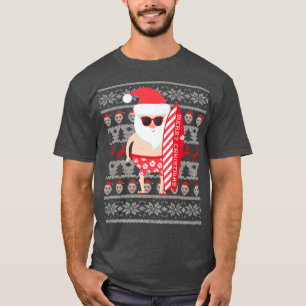 Camiseta Surfing Santa Hawaiian Board Shorts Ugly Christmas