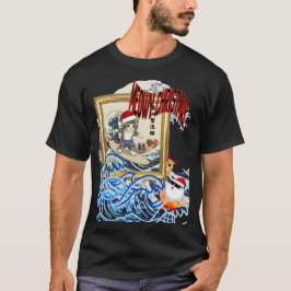 Camiseta Surfing Santa Inspired by Hokusai