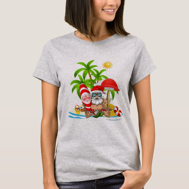Camiseta Surfing Santa Navidades Pajamas Famoso Navidad (Anverso)