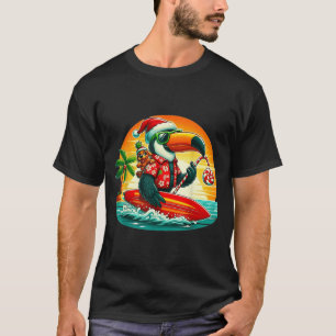 Camiseta Surfing Santa Toucan Y Funny Dog Trocal Christma