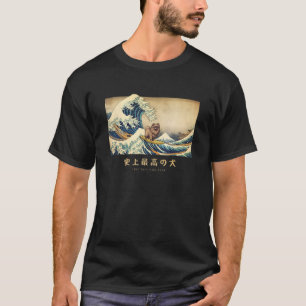 Camiseta Surfing Shiranian Kanagawa Wave Perro Japonés