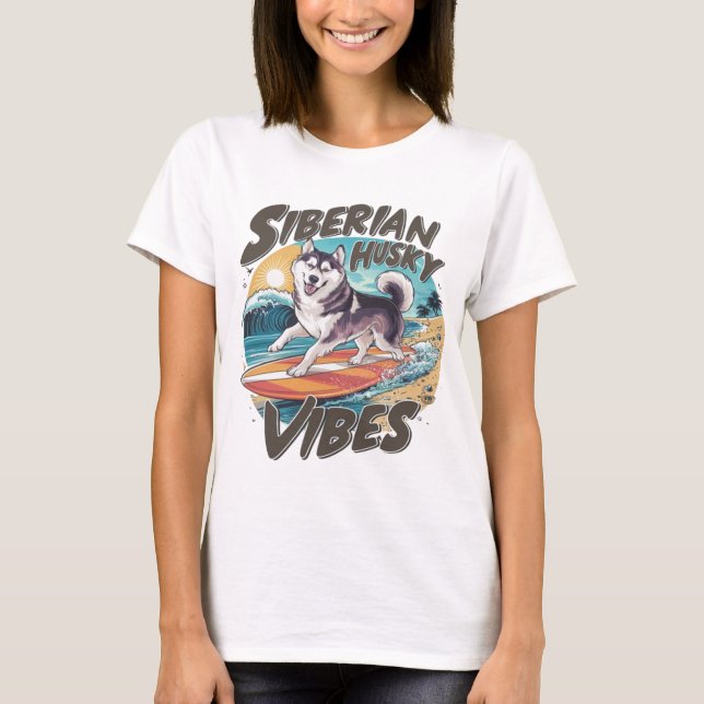 Camiseta Surfing siberiano conquistando la marea tropical (Anverso)