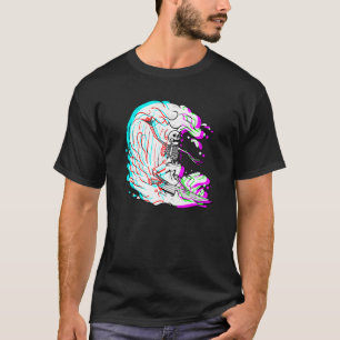 Camiseta Surfing Skeleton Funny Beach Surfer Vaporwave Surf