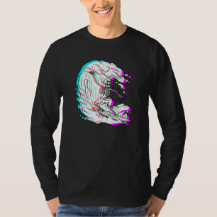 Camiseta Surfing Skeleton Funny Beach Surfer Vaporwave Surf