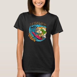 Camiseta Surfing Skeleton Summer Vibes Beach Waves Sunset S