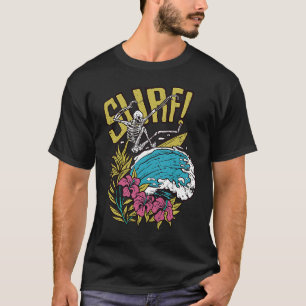 Camiseta Surfing Skeleton Surf Creepy Vintage Diversión