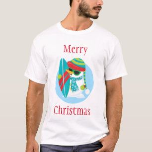 Camiseta Surfing Snowman Feliz Navidad