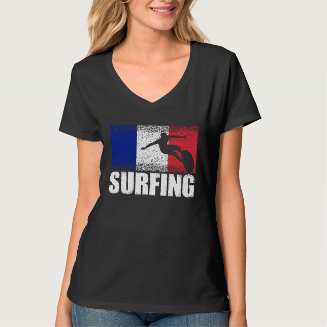 Camiseta Surfing sports France flag French surfers (Anverso)