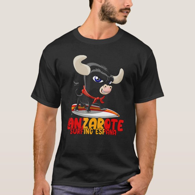 Camiseta Surfing Spot Spain Lanzarote with Cute Taurus (Anverso)