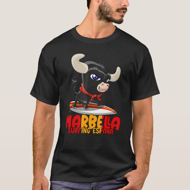 Camiseta Surfing Spot Spain Marbella with Cute Taurus (Anverso)