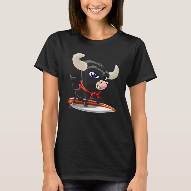 Camiseta Surfing spot Spain with cute bull (Anverso)
