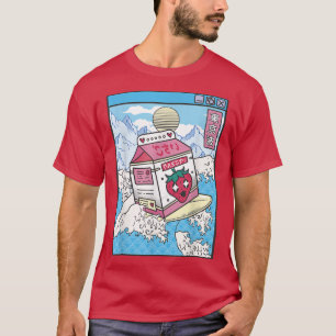 Camiseta Surfing Strawberry Milk Carton Japan Wave Kawaii V