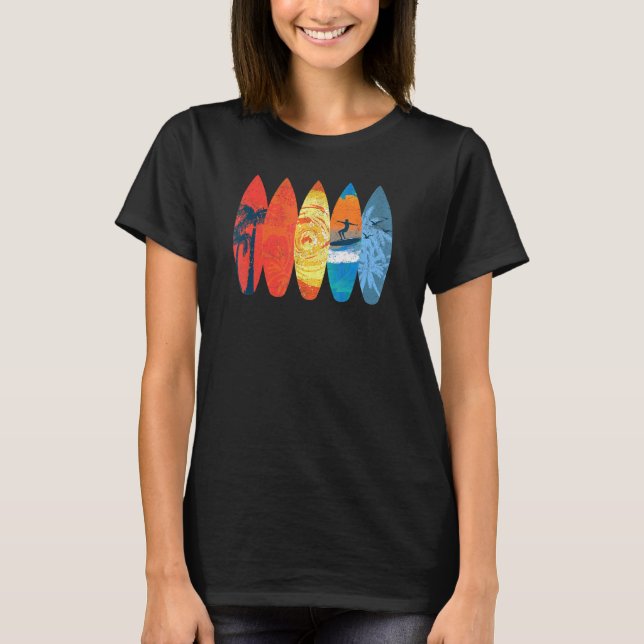 Camiseta Surfing Surfer Palm Tree Surfboard Sunset Wave 1 (Anverso)