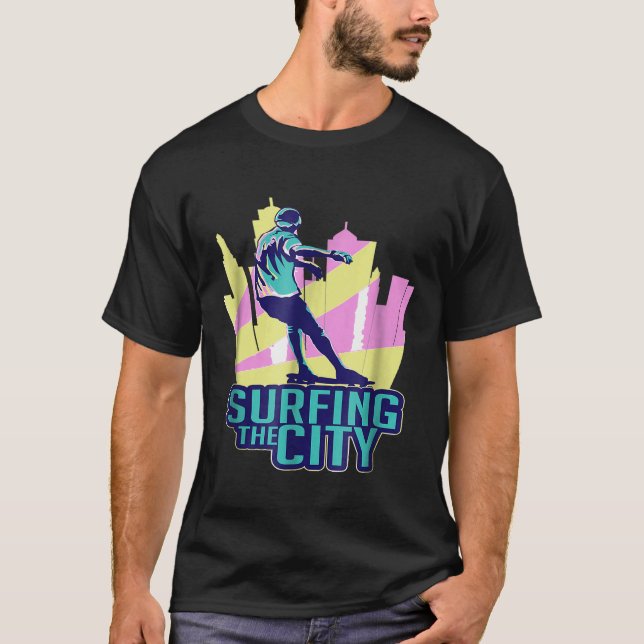 Camiseta Surfing The City Longboard Skater (Anverso)