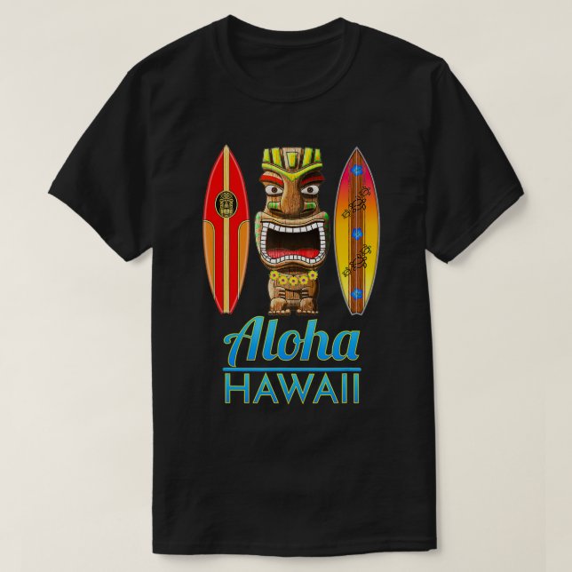 Camiseta Surfing Tiki Aloha Hawaii (Diseño del anverso)
