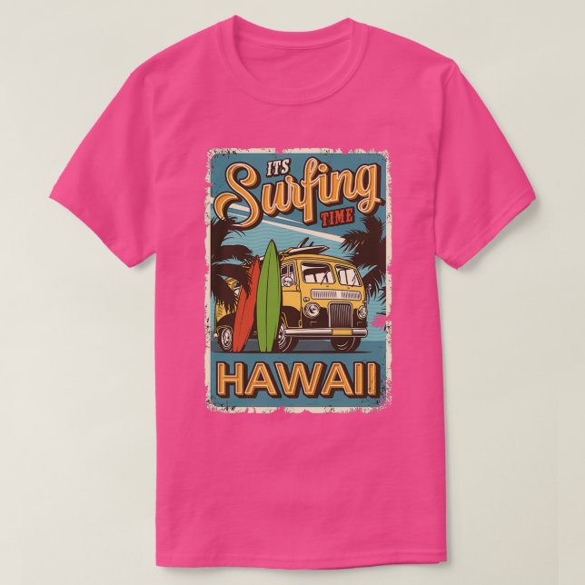 Camiseta surfing time hawaii retro (Diseño del anverso)