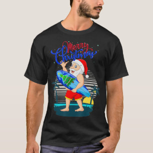 Camiseta Surfing Tropical Santa Claus Navidades hawaianos S