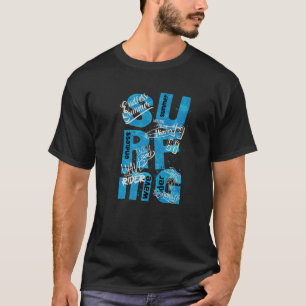 Camiseta Surfing Typography Summer Vibes Blue Wave