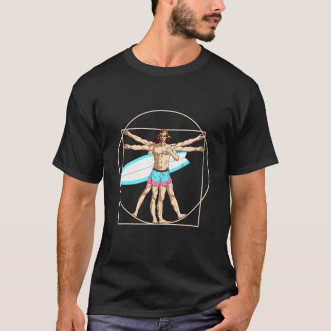 Camiseta Surfing Vitruvian Man Surfing Surfing (Anverso)