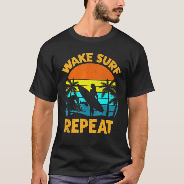 Camiseta Surfing Wake Surf Repeat Beach Summer Waves Chica (Anverso)