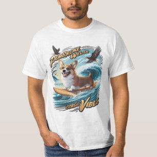 Camiseta Surfing Welsh Corgi Captando Big Wave