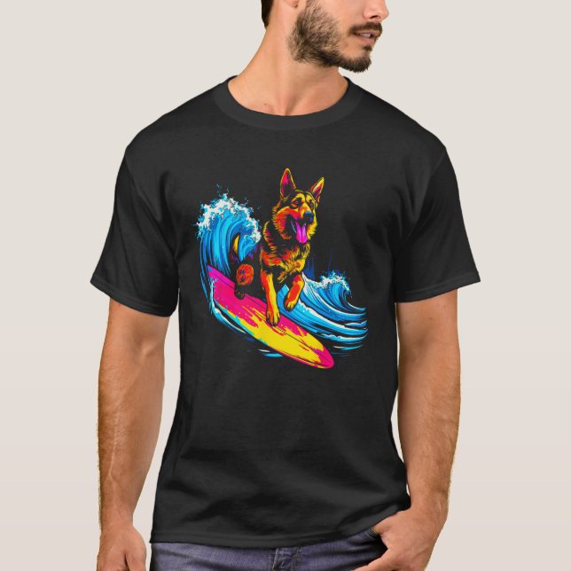 Camiseta Surfista alemán de Shepherd Dog Surf (Anverso)