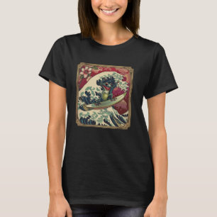 Camiseta Surfista anfibio flor japonesa ondulación artístic