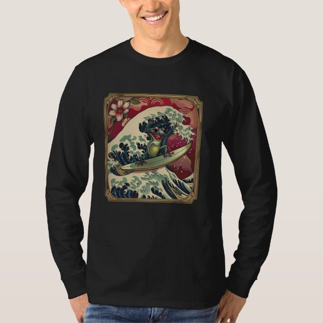 Camiseta Surfista anfibio flor japonesa ondulación artístic (Anverso)