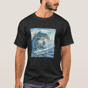 Camiseta Surfista anfibio Rana de surf japonesa de arte ond
