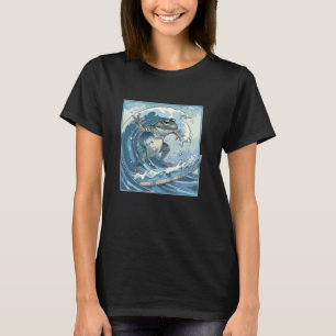 Camiseta Surfista anfibio Rana de surf japonesa de arte ond