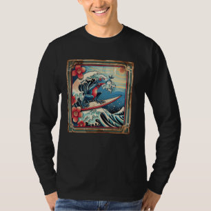 Camiseta Surfista anfibio Rana de surf japonesa de arte ond