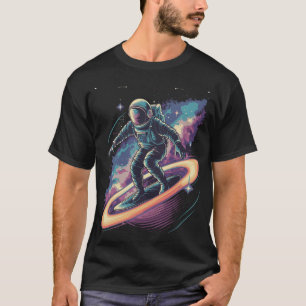 Camiseta Surfista cósmico - Astronauta montando los anillos