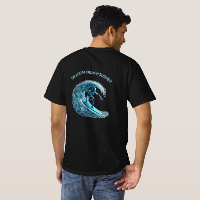 Camiseta Surfista de playa de silicio: Pasear por la ola di (Reverso completo)