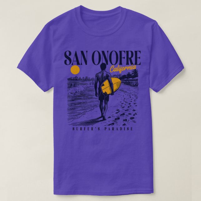 Camiseta Surfista de San Onofre California Retro (Diseño del anverso)