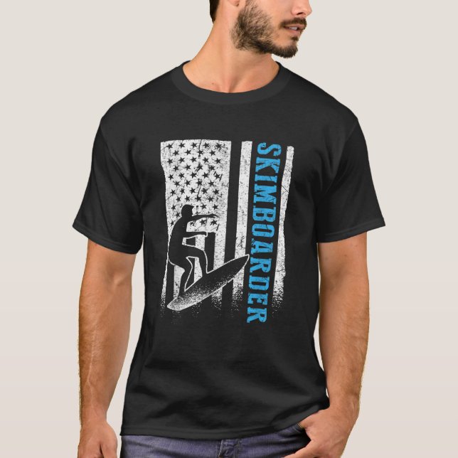 Camiseta Surfista de Surf con Bandera de Estados Unidos (Anverso)