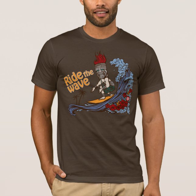 Camiseta Surfista de Tiki: Pasear por la ola (Anverso)