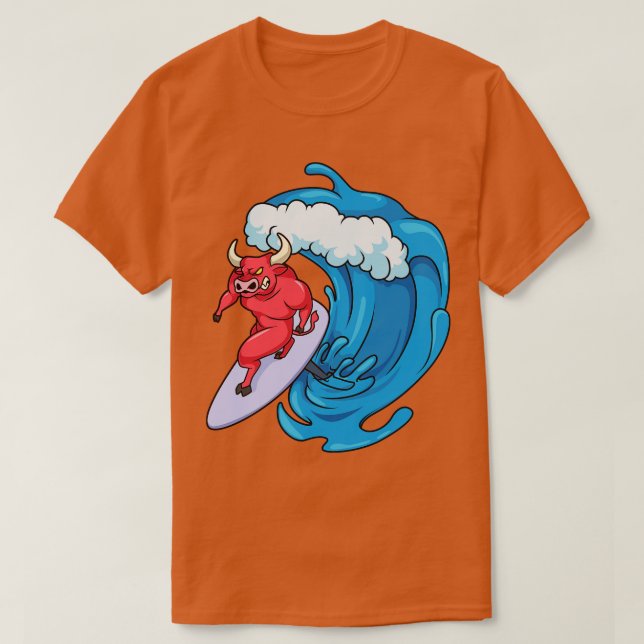Camiseta Surfista de toro en tabla de surf de hidroala (Diseño del anverso)