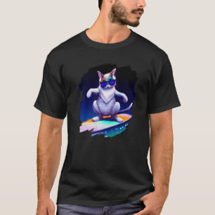 Camiseta Surfista del Cat Surfing Riendo Wave Ocean Artisti
