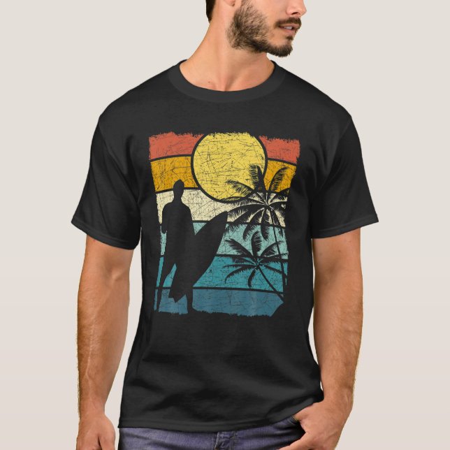 Camiseta Surfista deportiva náutica retro tropical (Anverso)