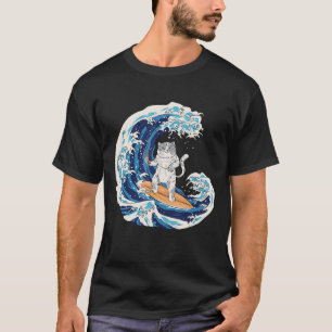 Camiseta Surfista deportivo japonés de un gato de surf de o