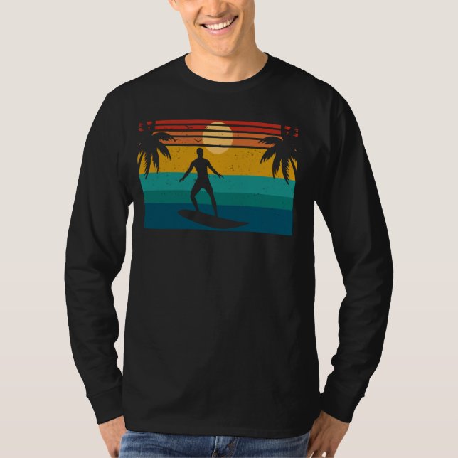 Camiseta Surfista divertida Surfing Tropical Retro Sunset V (Anverso)
