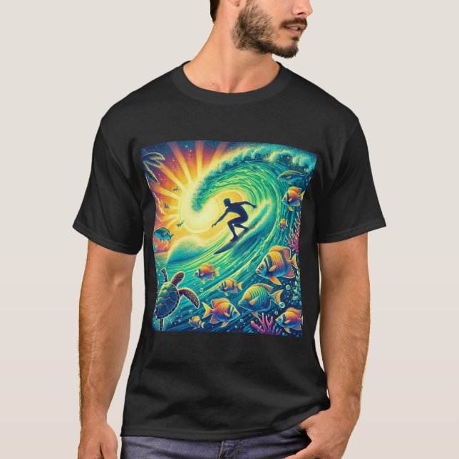 Camiseta Surfista en una ola gigante (Anverso)