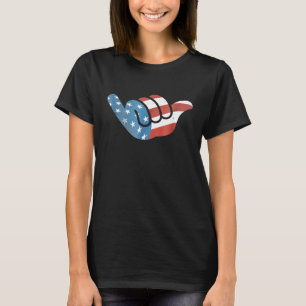 Camiseta Surfista patriótico Hang Shirt Bandera Estadounide
