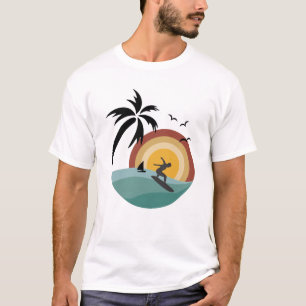 Camiseta Surfista Retro 80 Vaporwave Tropical Ocean View