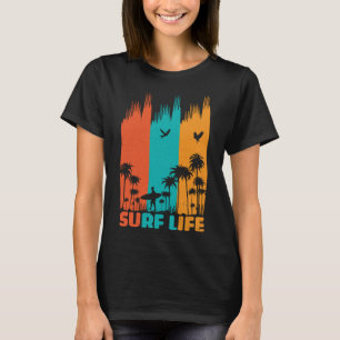 Camiseta Surfista Retro Surf Life Summer Palm Tree Fa