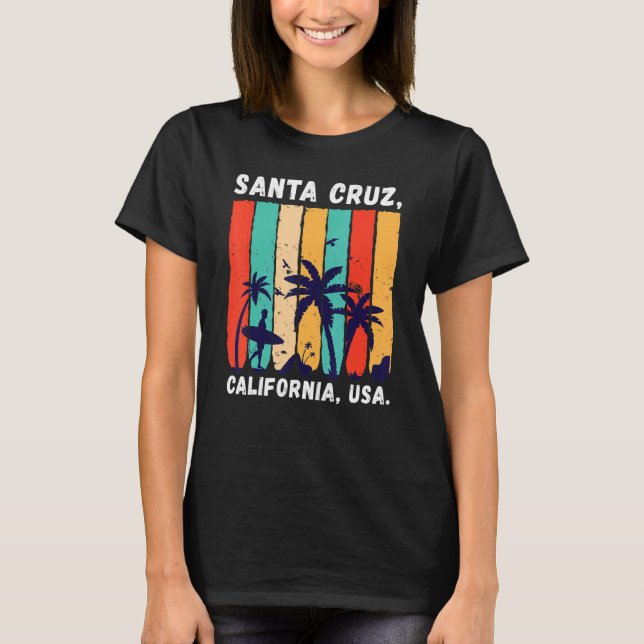 Camiseta Surfista Retro Surf Palmas Surf Spot Santa Cruz Ca (Anverso)