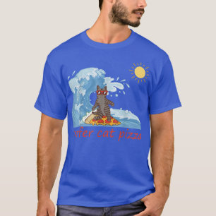 Camiseta surfista Shirt retro pizza chico surfer cat Chee