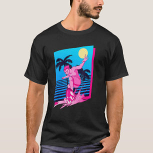 Camiseta Surfista Synthwave Sunset Palm Trees Surfing 80s V