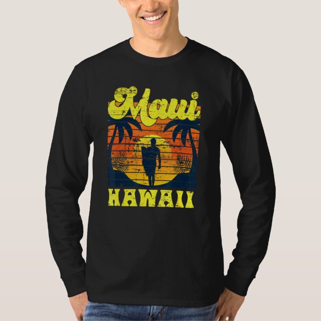 Camiseta Surfista Tropical Sunset Hawaiano Summer Aloha Mau (Anverso)