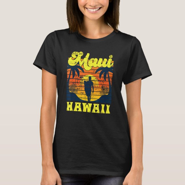 Camiseta Surfista Tropical Sunset Hawaiano Summer Aloha Mau (Anverso)